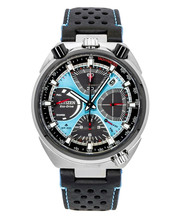 Citizen Promaster Limited Edition Chronograph Leather Strap Blue Dial Eco-Drive Diver's AV0106-01L 200M Men's Watch