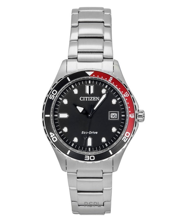 Citizen Eco-Drive Stainless Steel Black Dial AW1820-81E 100M Unisex Watch
