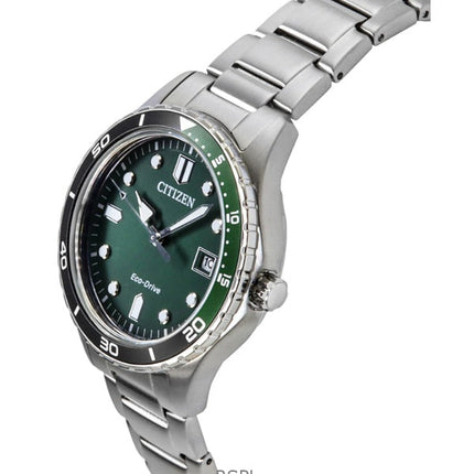 Citizen Eco-Drive Stainless Steel Green Dial AW1828-80X 100M Unisex Watch