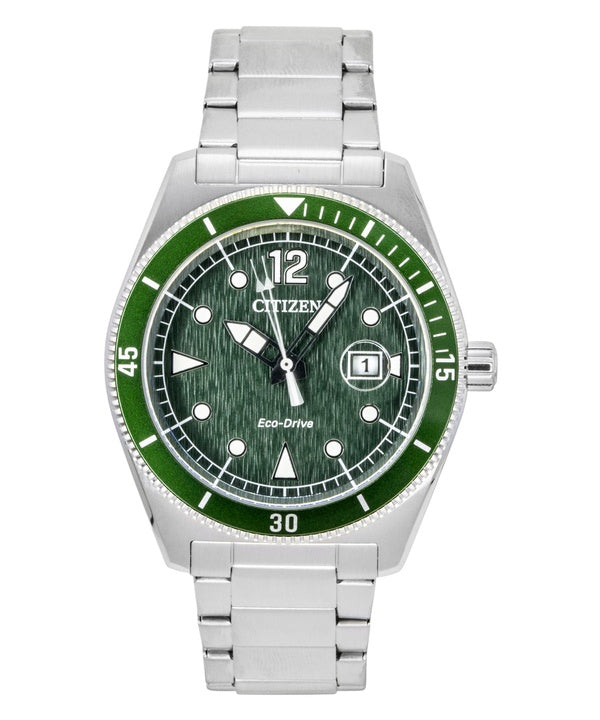 Citizen Eco-Drive Stainless Steel Green Dial Solar AW1880-55X 100M Men's Watch