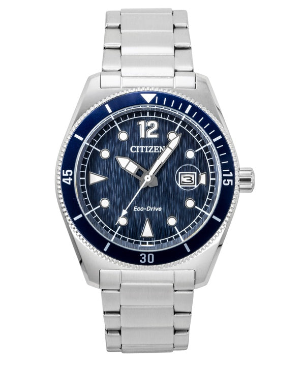 Citizen Eco-Drive Stainless Steel Blue Dial Solar AW1881-52L 100M Men's Watch