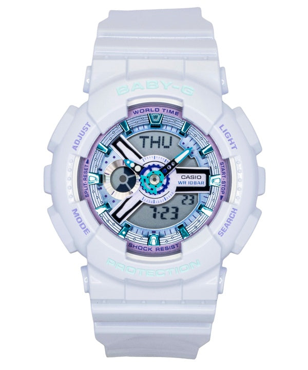 Casio Baby-G Analog Digital Resin Strap White Dial Quartz BA-110MC-7A 100M Women's Watch