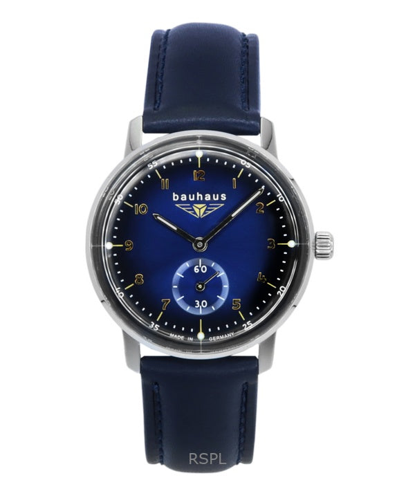 Bauhaus Leather Strap Dark Blue Dial Quartz 20373 Women's Watch