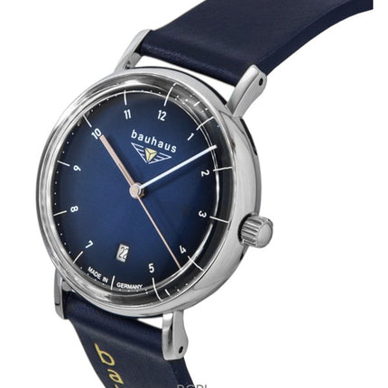 Bauhaus Classic Leather Strap Dark Blue Dial Quartz 21413 Women's Watch