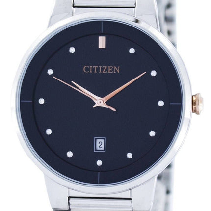 Citizen Quartz Diamond Accent Black Dial BI5014-58E Mens Watch