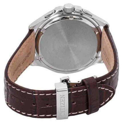 Citizen Eco-Drive Perpetual GMT Leather Strap Brown Dial BL8160-07X 100M Men's Watch