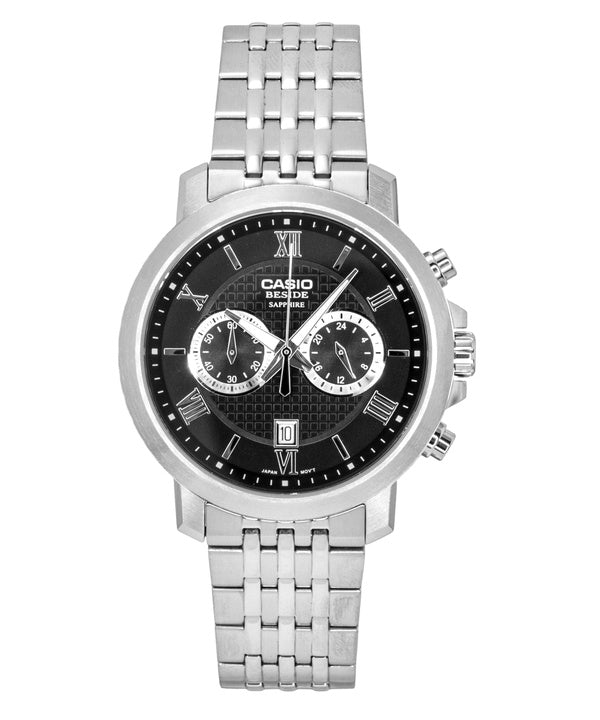 Casio Beside Chronograph Analog Stainless Steel Black Dial Quartz BMS-500D-1A Men's Watch
