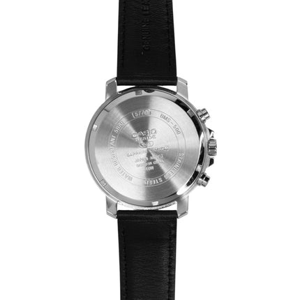 Casio Beside Chronograph Analog Leather Strap White Dial Quartz BMS-500L-7A Men's Watch