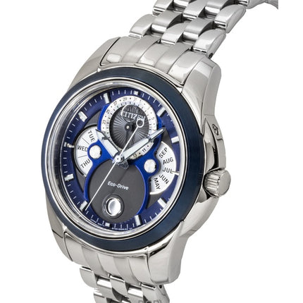 Citizen Calendrier Moon Phase Stainless Steel Blue Dial Eco-Drive BU0088-51H 100M Men's Watch
