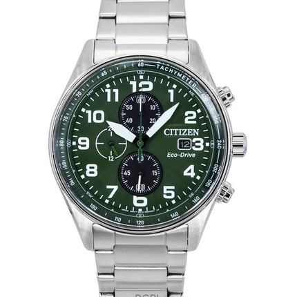Citizen Eco-Drive Chronograph Stainless Steel Green Dial CA0770-72X 100M Men's Watch