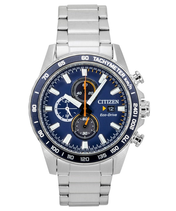 Citizen Brycen Chronograph Stainless Steel Blue Dial Eco-Drive CA0781-50L 100M Men's Watch