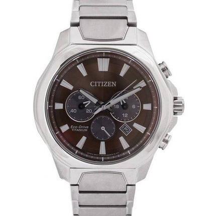 Citizen Chronograph Brown Dial Titanium Eco-Drive CA4320-51W 100M Mens Watch