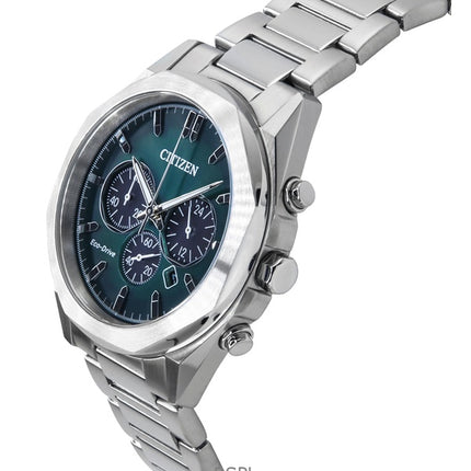 Citizen Eco-Drive Chronograph Stainless Steel Green Dial CA4590-81X 100M Men's Watch