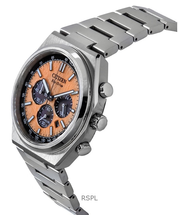 Citizen Zenshin Chronograph Super Titanium Salmon Dial Eco-Drive