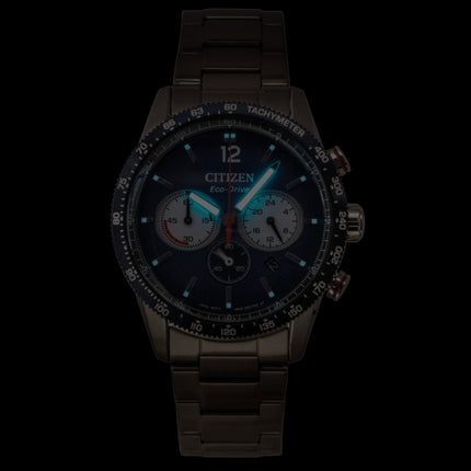 Citizen Eco-Drive Chronograph Stainless Steel Navy Blue Dial CA4716-50L 100M Men's Watch