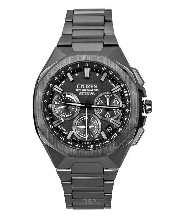 Citizen Eco-Drive Attesa Satellite Wave GPS Super Titanium Black Dial CC4105-69E 100M Men's Watch