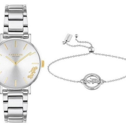 Coach Perry Silver Dial Stainless Steel Quartz 14000064 Women's Watch With Gift Set