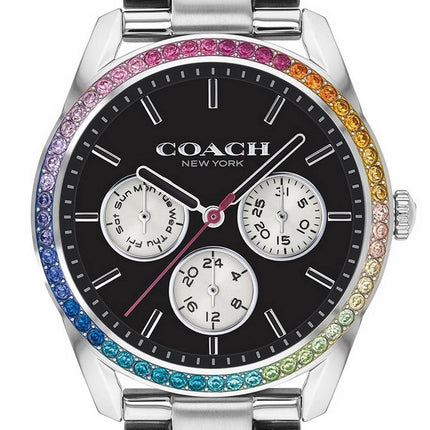 Coach Preston Rainbow Black Dial Crystal Accents Quartz 14503469 Women's Watch