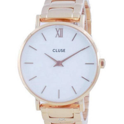 Cluse Minuit 3-Link White Dial Rose Gold Tone Stainless Steel Quartz CW0101203027 Womens Watch