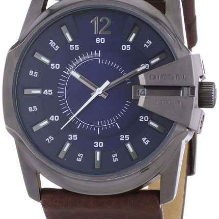 Diesel Master Chief Blue Dial Leather Strap DZ1618 Mens Watch