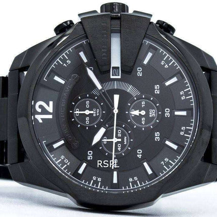 Diesel Mega Chief Quartz Chronograph Grey Dial Black IP DZ4283 Mens Watch