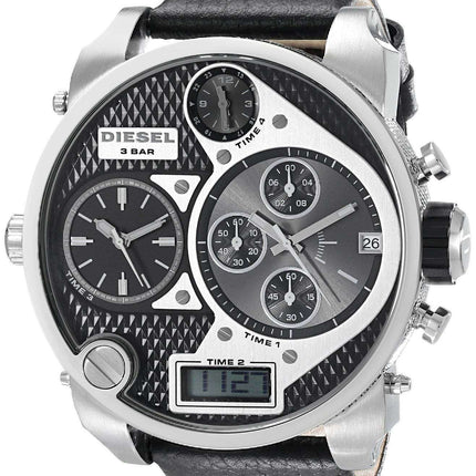Diesel Chronograph Black Multi Dial Leather Strap DZ7125 Mens Watch