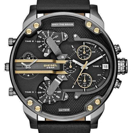 Diesel Mr. Daddy 2.0 Black Dial Black Leather DZ7348 Mens Watch