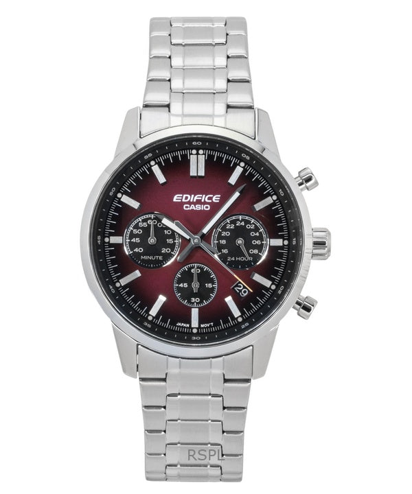 Casio Edifice Analog Chronograph Stainless Steel Red Dial Quartz EFR-575D-4A 100M Men's Watch