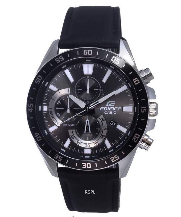 Casio Edifice Chronograph Analog Leather Quartz EFV-620L-1AV EFV620L-1 100M Men's Watch