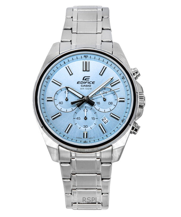 Casio Edifice Analog Standard Chronograph Light Blue Dial Quartz EFV-650D-2BV 100M Men's Watch