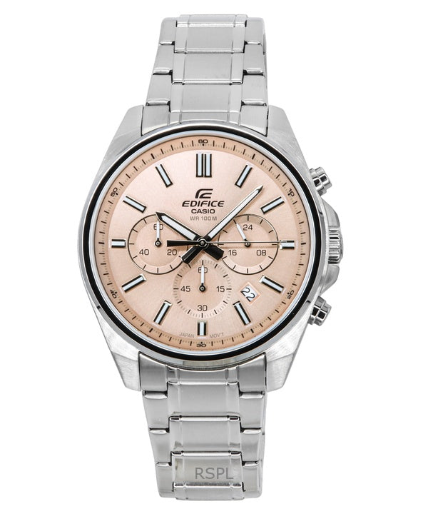 Casio Edifice Analog Standard Chronograph Pink Dial Quartz EFV-650D-4AV 100M Men's Watch
