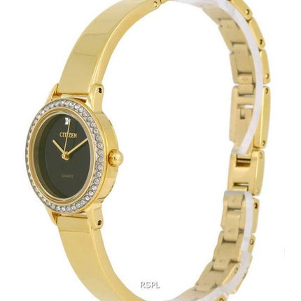 Citizen Crystal Accents Gold Tone Stainless Steel Black Dial Quartz EJ6132-55E.G Womens Watch