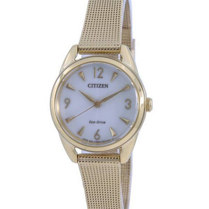 Citizen LTR Champagne Dial Gold Tone Stainless Steel Mesh Eco-Drive EM0682-58P Women's Watch