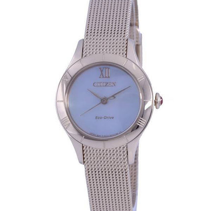 Citizen Mother Of Pearl Dial Gold Tone Stainless Steel Mesh Eco-Drive EM0783-85D Women's Watch