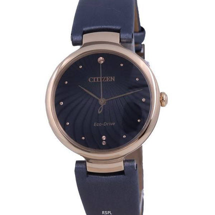 Citizen Black Dial Gold Tone Stainless Steel Eco-Drive EM0853-14H Womens Watch