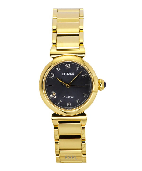 Citizen L Mae Bells Mini Gold Tone Stainless Steel Grey Dial Eco-Drive EM1132-88H Women's Watch