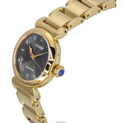 Citizen L Mae Bells Mini Gold Tone Stainless Steel Grey Dial Eco-Drive EM1132-88H Women's Watch