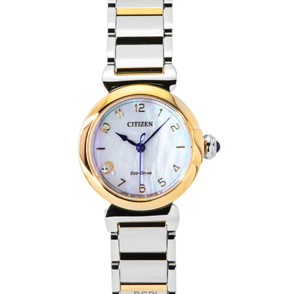 Citizen L May Bells Mini Stainless Steel White Mother Of Pearl Dial Eco-Drive EM1136-87D Women's Watch