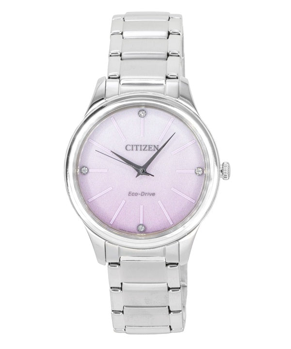 Citizen Eco-Drive  Analog Stainless Steel Pink Dial Solar EM1220-58X Women's Watch