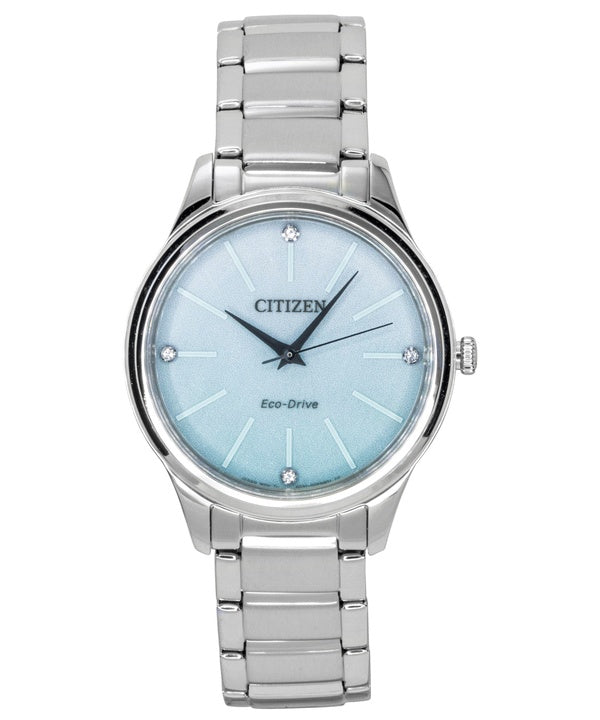 Citizen Eco-Drive Analog Stainless Steel Ice Blue Dial Solar EM1220-58Y Women's Watch