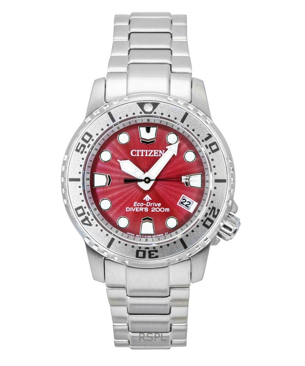Citizen Promaster Dive Stainless Steel Red Dial Eco-Drive EO2027-50Z 200M Women's Watch