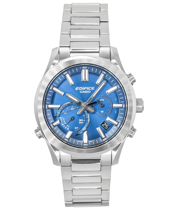 Casio Edifice Analog Chronograph Smartphone Link Stainless Steel Blue Dial Solar EQB-1300D-2A 100M Men's Watch
