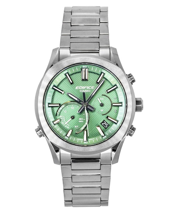 Casio Edifice Analog Chronograph Smartphone Link Green Dial Stainless Steel Solar EQB-1300DC-3A 100M Men's Watch