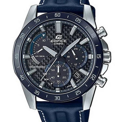 Casio Edifice Chronograph Leather Strap Solar EQS-930BL-2A EQS930BL-2 100M Men's Watch