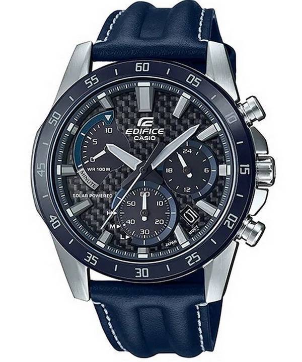 Casio Edifice Chronograph Leather Strap Solar EQS-930BL-2A EQS930BL-2 100M Men's Watch