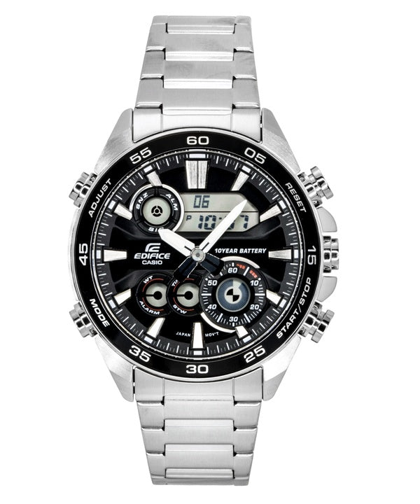 Casio Edifice Analog Digital Stainless Steel Black Dial Quartz ERA-130D-1A 100M Men's Watch