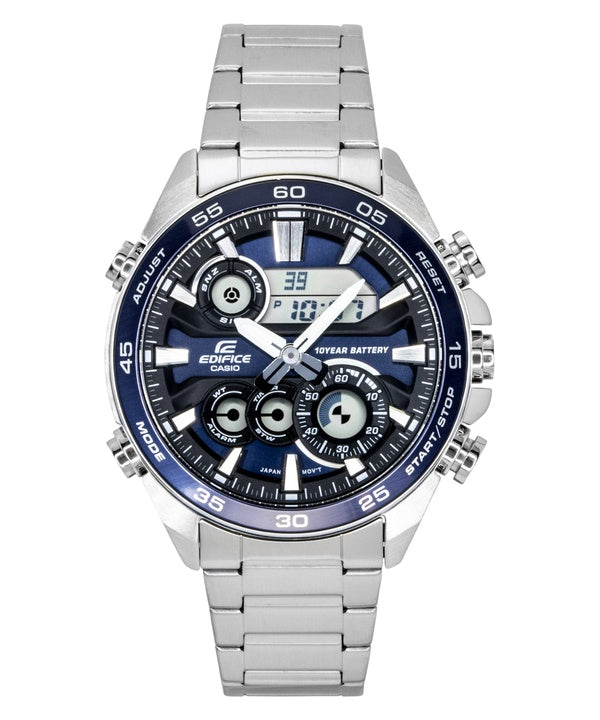 Casio Edifice Analog Digital Stainless Steel Blue Dial Quartz ERA-130D-2A 100M Men's Watch