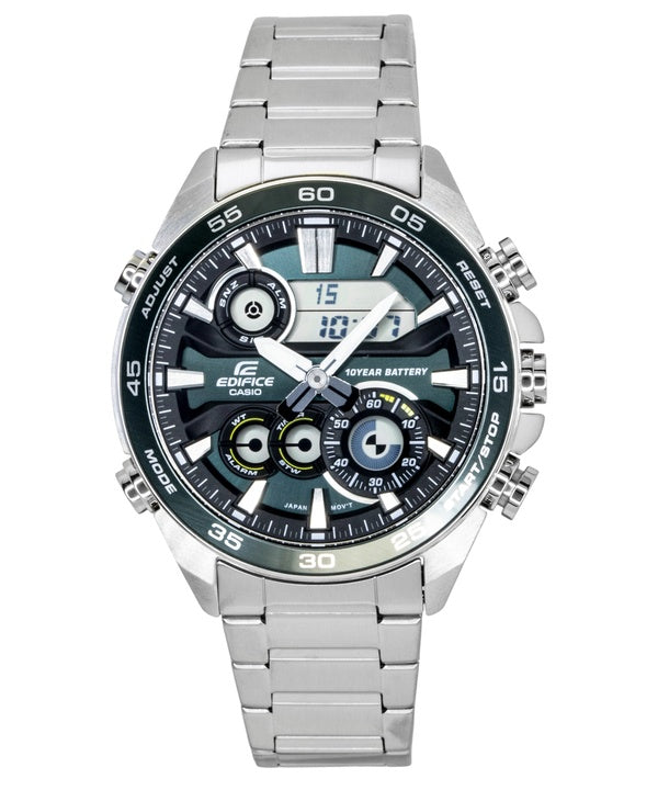 Casio Edifice Analog Digital Stainless Steel Green Dial Quartz ERA-130D-3A 100M Men's Watch