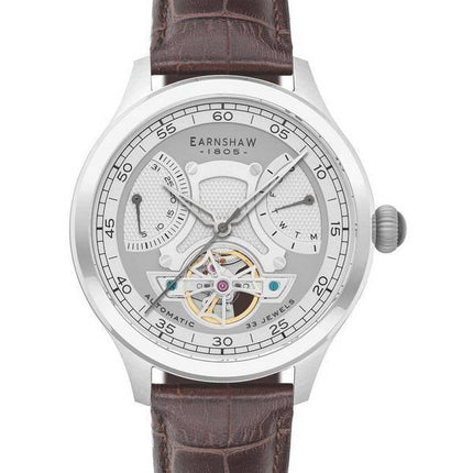 Thomas Earnshaw Baron Dual Retrograde Cloudy White Open Heart Dial Automatic ES-8191-01 Mens Watch