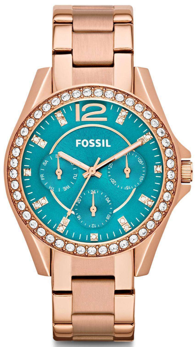 Fossil Riley Multi-Function Rose Gold-Tone Turquoise Dial  display picture 1